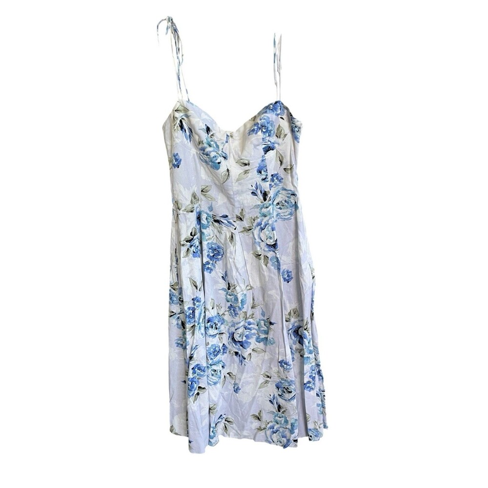 Willow Raisa Dress Floral Tie Strap Bustier Midi Fit Flare Size Large
